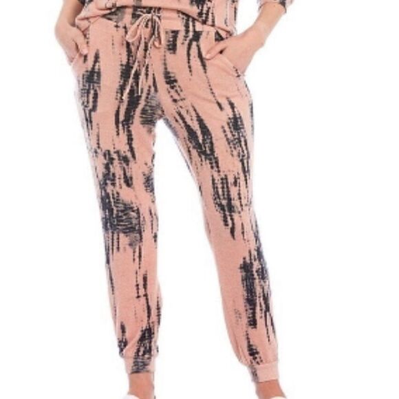 Fornia Hacci Printed Soft-Brushed Joggers Small Peach Tie Dye - Picture 1 of 9
